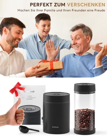 OUTPEAK 2025 Kilo Auto Вакуумна кавова банка 1,8L для 601.0 г кавових зерен, автоматичне керування, бак з нержавіючої сталі з ложкою, свіжість на 6 місяців (Вибір чемпіона бариста) 1.8L-S/Steel-Space Grey