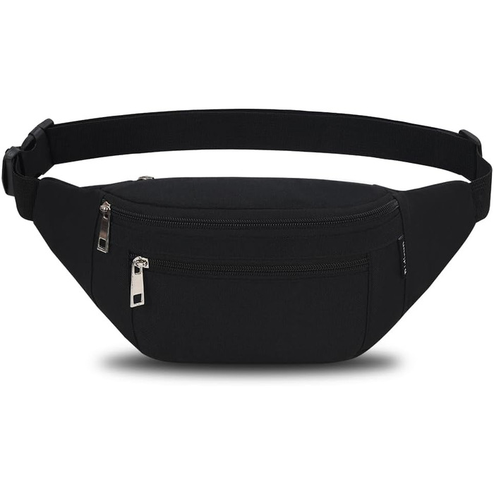 Поясна сумка на пояс, нагрудна сумка, спортивна сумка на стегно для жінок та чоловіків, водонепроникна, велика, для телефону, для кемпінгу, піших прогулянок, фітнесу, велосипеда, бігу (чорна)