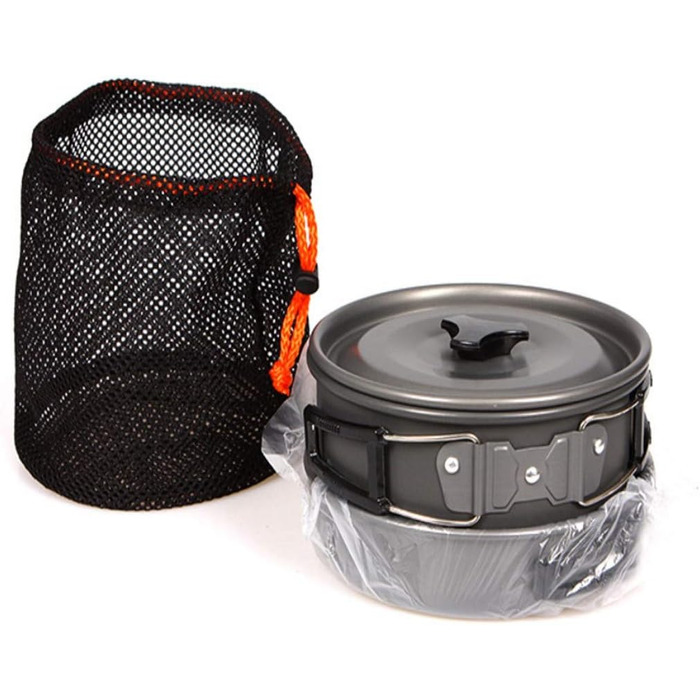 Набір кухонного посуду для кемпінгу JZK на 2-3 особи: складний казанок, сковорода, чайник, алюміній. Для пікніків, кемпінгу та подорожей