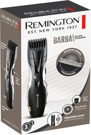 Триммер для бороди Remington MB320C Schwarz: професійний набір з керамічними лезами (0.4-18 мм), 9 налаштувань довжини, акумулятор/мережа, LED-індикатор