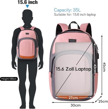 Шкільний рюкзак для дівчинки-підлітка, рюкзак для жінок, для школи, Daypack для ноутбука 15.6