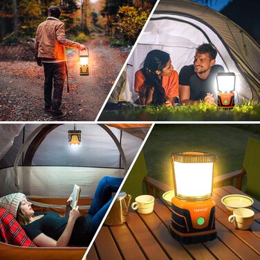 LED Camping Lantern, Rechargeable, 2200 lm, 4 Light Modes, 4400 mAh Power Bank, IP44 Waterproof, Camping Light, Portable Flashlight for Storm, Emergency, Home, USB Cable Included