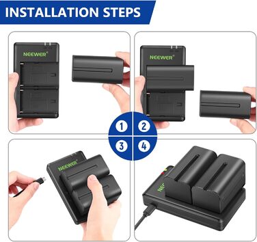 NEEWER NP-F750 5600mAh акумулятор з USB-зарядним пристроєм, сумісний з Sony NP-F550/750/970 та ін.