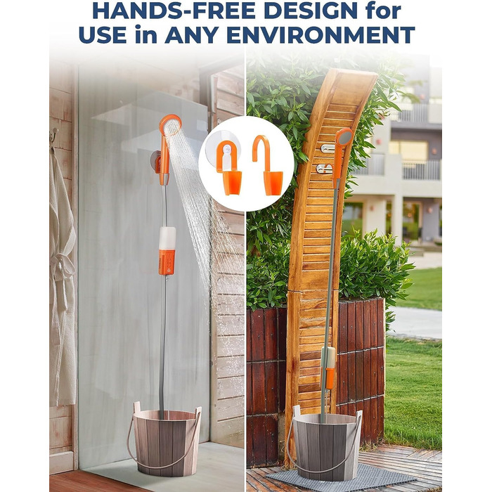 Портативна душова кабіна для кемпінгу Zooma з насосом, для відпочинку на природі, сад, вулиця, акумуляторна