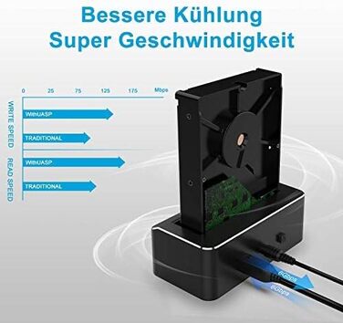 Док-станція для жорстких дисків RSHTECH з двома відсіками, USB 3.0, алюміній, підтримка 2.5/3.5