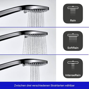 Душова лійка Duravit Universal з 3 режимами (Rain, Intense, Soft), ручна душова насадка Ø 110 мм, економія води MinusFlow, легко чиститься, чорний матовий