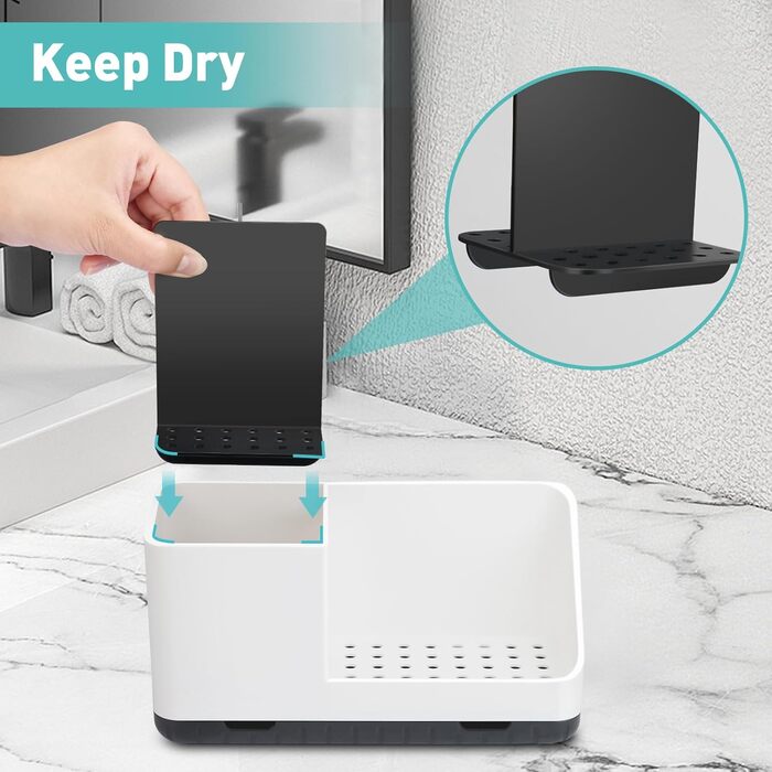 Тримач для зубних щіток у ванну кімнату, органайзер. Підходить для електричних зубних щіток з отвором для стоку, знімний органайзер для ванної, кухні та сім'ї (Сірий, Білий)