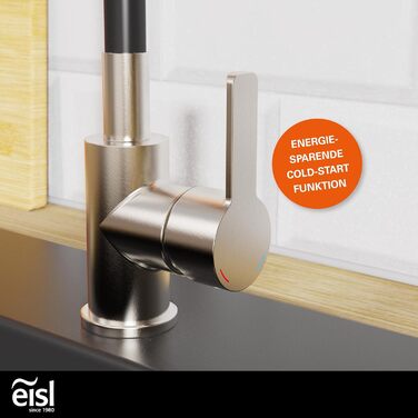 Гнучкий кухонний змішувач EISL Flexo з нержавіючої сталі/чорний, NI186FLNIB, 360° обертання, Soft-Touch шланг