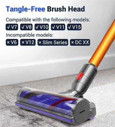 Турбощітка для пилососів Dyson V7, V8, V10, V11, V15 - DAMAIYI, замінна щітка, аксесуар для прибирання килимів, підлоги, плитки