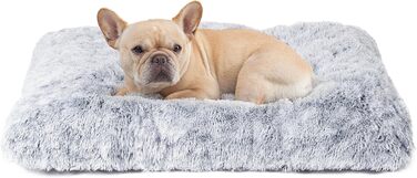 М'яке ліжко для собак EHEYCIGA, 60x45 см, сіре, з довгим плюшем, неслизьке, для маленьких собак