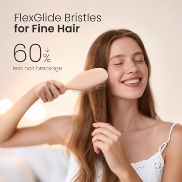 AIMIKE Rose Luxe Щітка для розчісування волосся без болю, з вентиляцією та ультрам'якими гнучкими щетинками FlexGlide, легко видаляє ковтуни, для мокрого та сухого волосся, для жінок, дівчаток та дітей (Рожева, з повітряною подушкою)