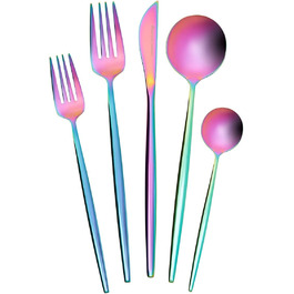Karaca Orion Matte Rainbow 30-Piece Cutlery Set for 6 People - Cutlery, Knives, Forks, Dessert Forks, Stainless Steel, Dining Cutlery, Table Cutlery Set - Healthy and Hygienic, Modern Design