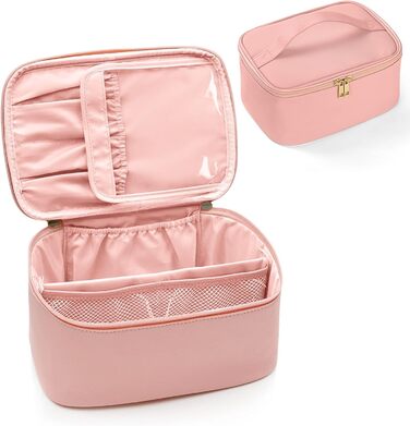 Велика косметичка для жінок, дорожня косметичка, косметичка з ручкою та роздільниками, водонепроникна косметичка для дівчат (#3 Рожева)
