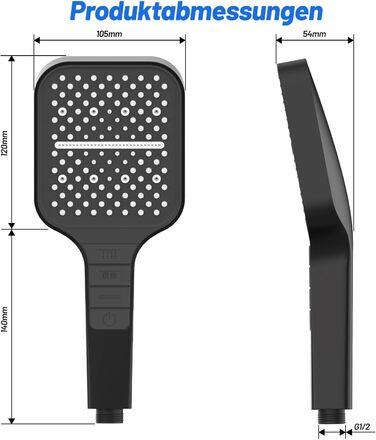 Насадка для душу VEHHE з економним споживанням води, 7 режимів, дощова лійка з кнопкою зупинки, регулюванням однією рукою та силіконовою форсункою, що запобігає засміченню, велика душова лійка з підвищеним тиском (срібна) (7 режимів / сіра)