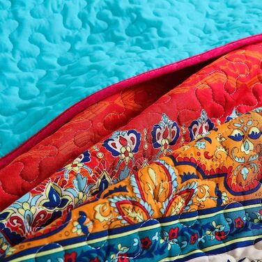 Набір постільної білизни Boho від WONGS: ковдра, покривало та наволочки, блакитний, стилі бохо, смугастий, мікрофібра, повний розмір (198x228.6 см)