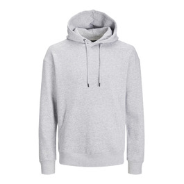 Чоловічий худі Jack & Jones однотонний з капюшоном, світло-сірий меланж, розмір XL