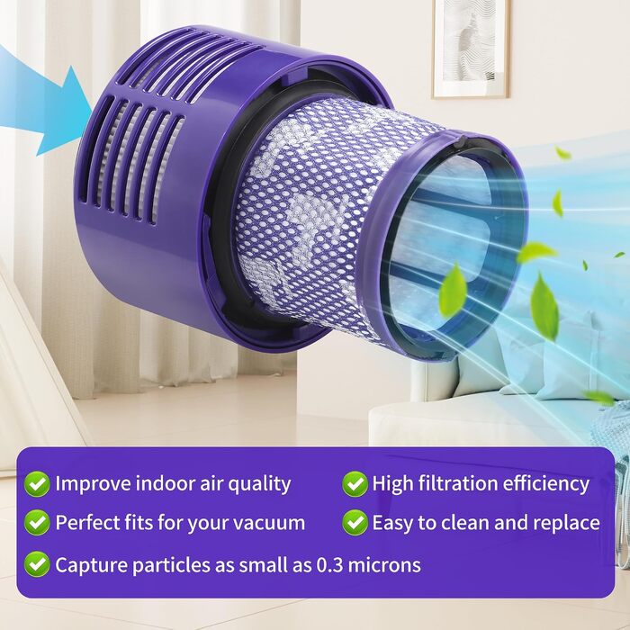 Комплект HEPA-фільтрів для пилососа Dyson V10 (SV12, Cyclone, Absolute, Animal, Total Clean), 4 шт. з щіткою для чищення