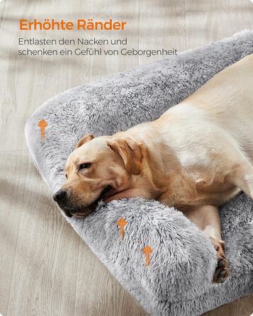 Ліжко для собак Feandrea FluffyHug, XXL, 122 x 85 x 19 см, сірий ошатний, м'яке, знімний чохол, матеріал - ноппенштампфоам