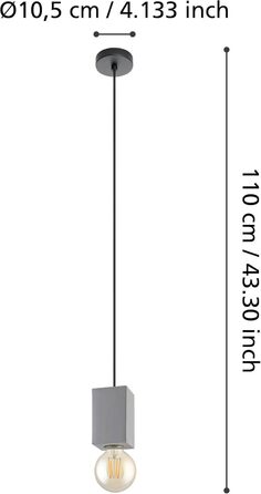 Настільна лампа EGLO Prestwick: вінтажний стиль, індустріальний дизайн, бетонний корпус сірого кольору, вимикач, патрон E27