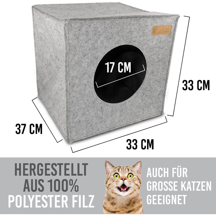 Кігтечка-будиночок для котів з фетру на полиці IKEA Kallax/Expedit, сірий | Місце для сну та відпочинку котів | Підходить для 2 котів або великих котів