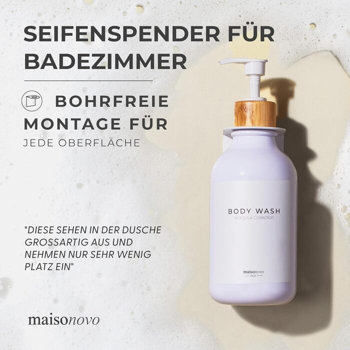 Шампунь MaisoNovo: Набір з 3 флаконів для душу та мила (500 мл) з чорним насосом та білим бамбуком