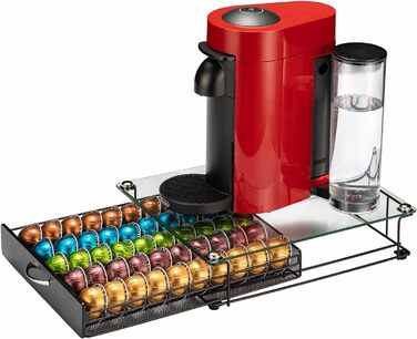 Тримач для капсул Vertuo Rice Rat для Nespresso Vertuo, 50 капсул, чорний, скляний каркас (прозорий)