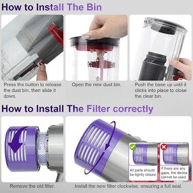 Dyson V11/V15/SV14/SV15/SV22 Replacement Dust Bin with HEPA Filter - Transparent & Reliable Vacuum Accessory