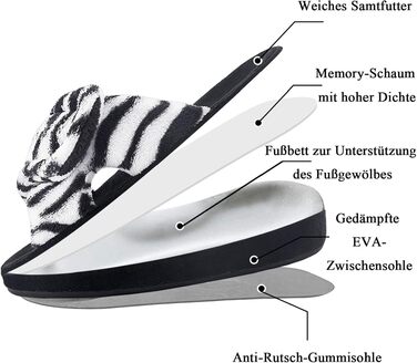 Жіночі капці Git-up з ефектом пам'яті (Memory Foam), підтримкою своду стопи та регульованою застібкою-липучкою, для діабетиків, відкритий носок (37 EU, Зебра)
