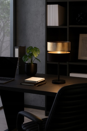 Настільна нічна лампа з ажурним золотистим абажуром, патрон E27, LED