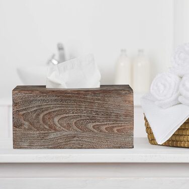 Relaxdays Tissue Box Shabby, Tissue Box with Sliding Cover, Tissue Box for Facial Tissues, HBT: 13x26.5x14.5cm, brown