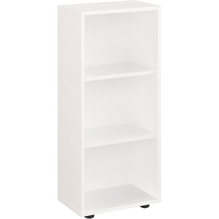 Білий книжковий стелаж KOMTO Regal 80 см, 3 полиці, регульована висота, 80x90x24 см, для книг і зберігання
