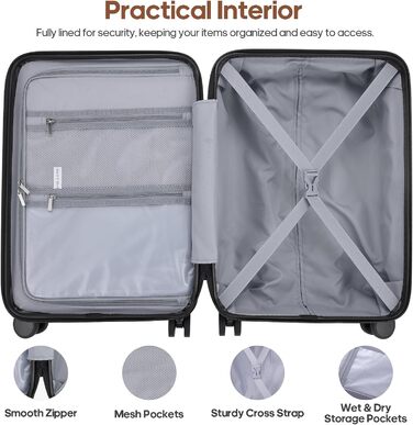 Набір валіз Roadcheer: тріо з полікарбонату з TSA-замком та аксесуарами (рюкзак, культки, сумочка для взуття)
