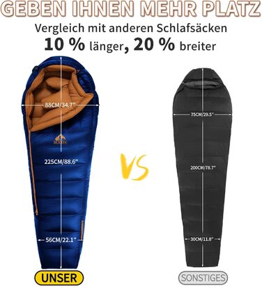 Спальний мішок зимовий, для температур від 0 до -24°C. Ultraleichter, чорний, для дорослих та підлітків, кемпінг, туризм, похідний.