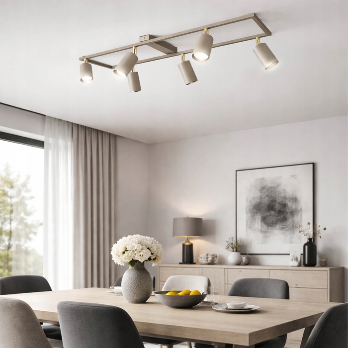 Стельовий світильник LEDLUX бежевий, металевий, 6x GU10, регульовані споти