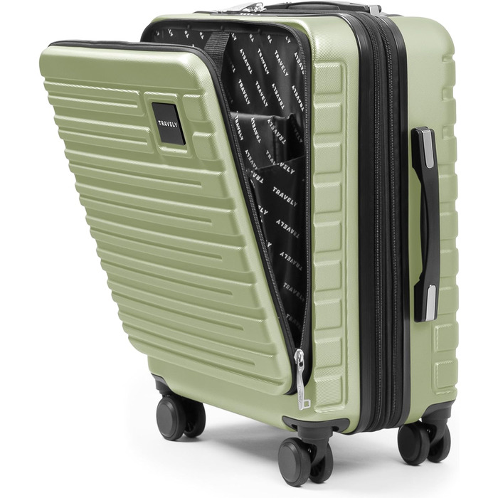 Чемодан Travely з полікарбонату, 77 см, XL, 100 л - міцний валіза з TSA замком та відділенням для ноутбука (55x40x23 см), колір: Небесно-зелений