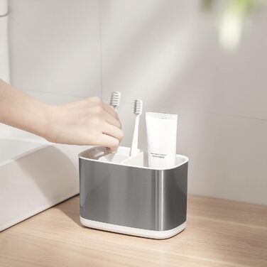 Colist Stainless Steel Toothbrush Holder, Bathroom Electric Toothbrush Holder Organizer, Toothbrush Holder Non-Slip Bottom 4 Toothbrush Compartments Removable for Easy Cleaning (Large) (Stainless Steel (Small))