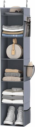 Організатор для шафи з сітчастими кишенями, 6 відділень, сірий, 30 x 30 x 130 см
