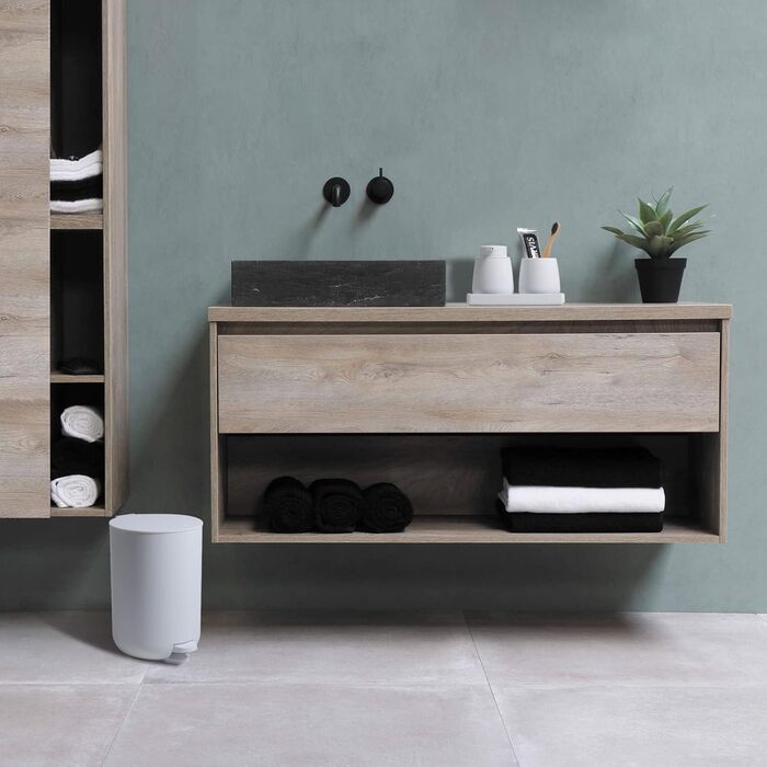 Набір аксесуарів для ванної кімнати: сміттєвий бак 3л, тримач для зубних щіток, дозатор мила, тримач для туалетного паперу, WC-щітка, зелений, 5 шт.