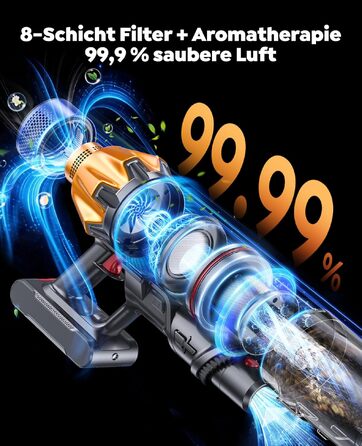 Акумуляторний бездротовий пилосос Fieety 600W, потужність всмоктування 50kPa, час роботи до 130 хв, 2 акумулятори, синій