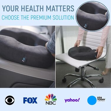 Подушка для сидіння при геморої Ergonomic Innovations: підтримка та полегшення болю, ортопедичний кільцевий сидіння, для профілактики пролежнів, після операції, чорний