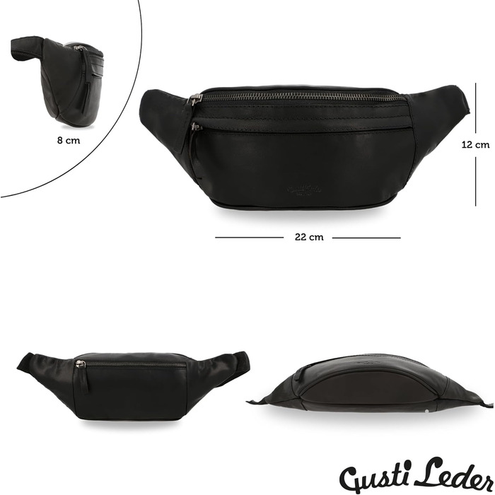 Чоловіча/жіноча поясна сумка Gusti Leather Spencer I з натуральної шкіри (чорна)