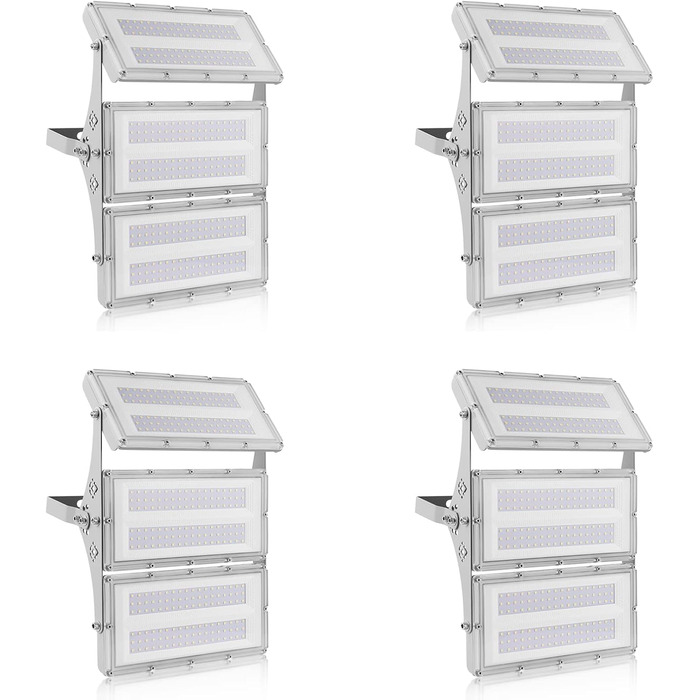 Viugreum Upgrade LED Spotlight 24000LM Spotlight Outdoor IP65 Outdoor Floodlight 6500K Floodlight Cold White Spotlight Outdoor Floodlight Floodlight with 50cm Cable for Backyard Driveway Garage Hallway (4 PACK 300W)