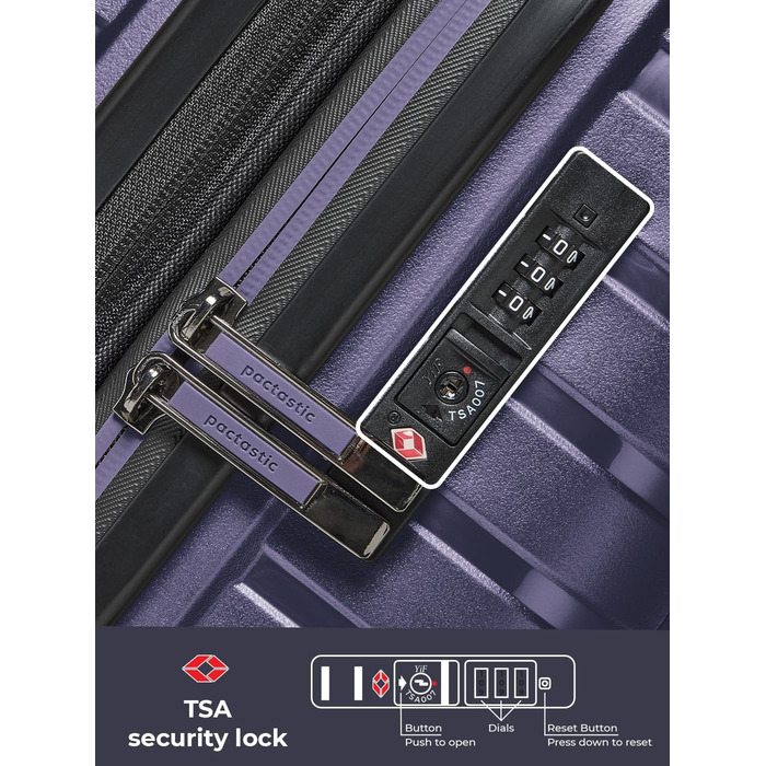 Чохол-валіза на колесах, середній, 45 x 25 x 66 см, розширюється до 75 літрів, з поліпропілену, 4 колеса, TSA-замок, Collection 04 (фіолетовий металік), набір (3 шт.) розширюваний