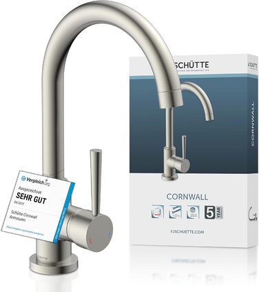 Кухонний змішувач SCHÜTTE Cornwall 360° з нержавіючої сталі, з однорідним керуванням, для мийки, преміум-якість