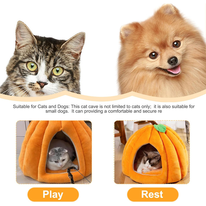 Кігтечка-будиночок для котів на Хелловін, форма гарбуза, тепла та м'яка (L)