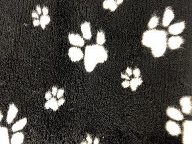 Килимок для собак Elropet Vetbed: преміум якість, 22 мм, для малих та великих собак, лежанка/підстилка S/M/L (M 100x80 см, чорний + білий слід лапки)