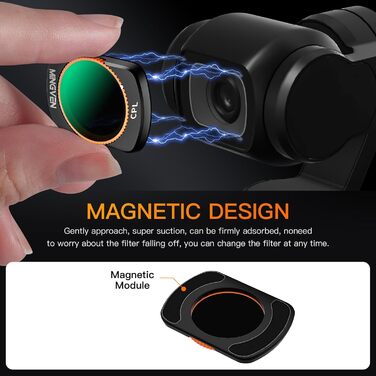 Набір ND-фільтрів MINGVEN для DJI Osmo Pocket 3 Creator Combo: ND1-5, ND64-512, CPL, UV, VND2-32 (4 шт.)