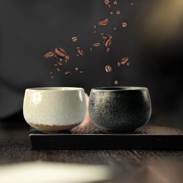 Набір кавових чашок для капучино, лате макіато, 4 шт, 80 мл, порцеляна, ручна робота, без ручки, для посудомийної машини