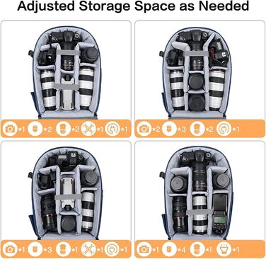 MOSISO Рюкзак для камери: DSLR, SLR, беззеркальні фотокамери, 15-16 дюймів, водонепроникний, з відділенням для штатива та ноутбука (Сталево-синій)