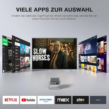 Mini проєктор 4K VOPLLS з автофокусом та корекцією трапеції, Full HD WiFi6 Bluetooth, для дому та на вулиці. Підтримка Android, iOS. Чорний колір.